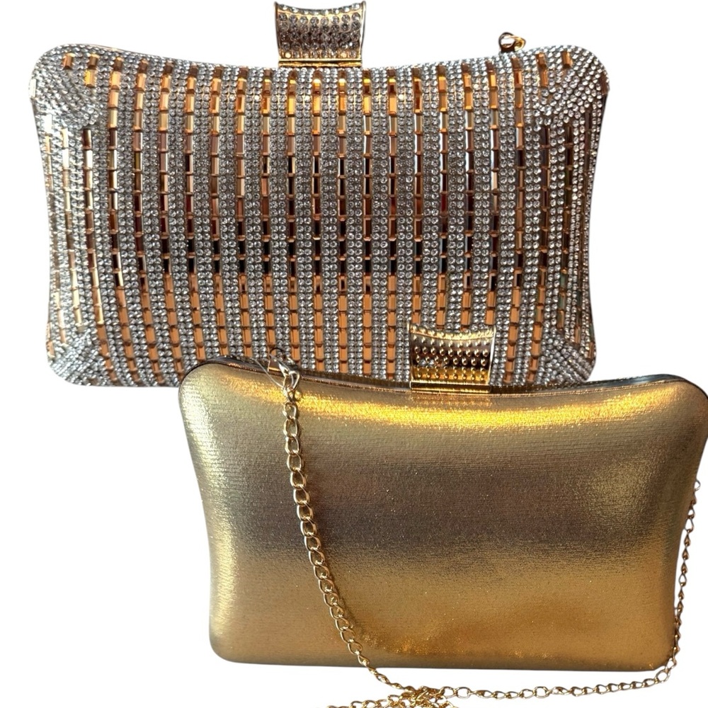 Elegant Gold Convertible Evening Clutch, NWT